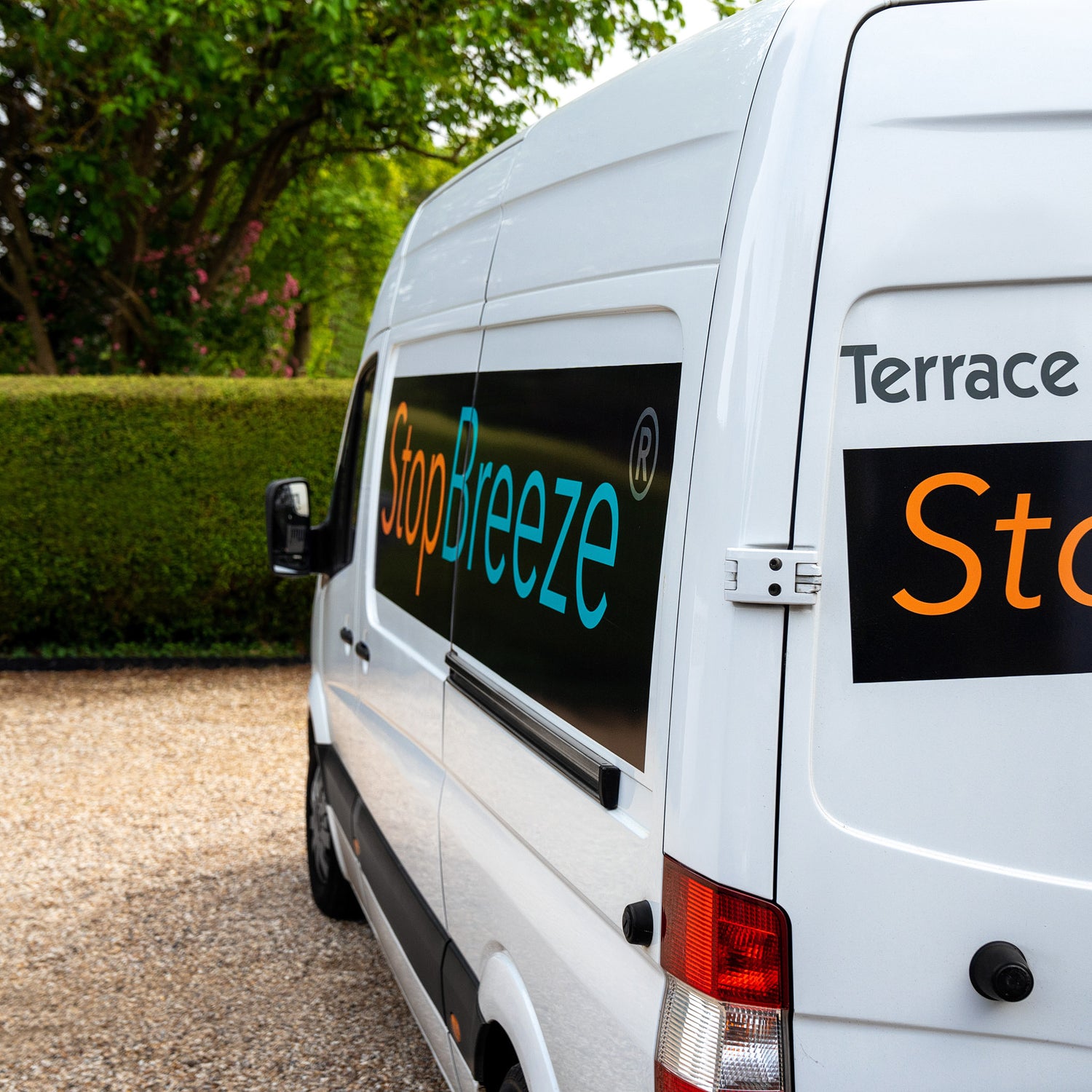 Delivery van with stopbreeze branding